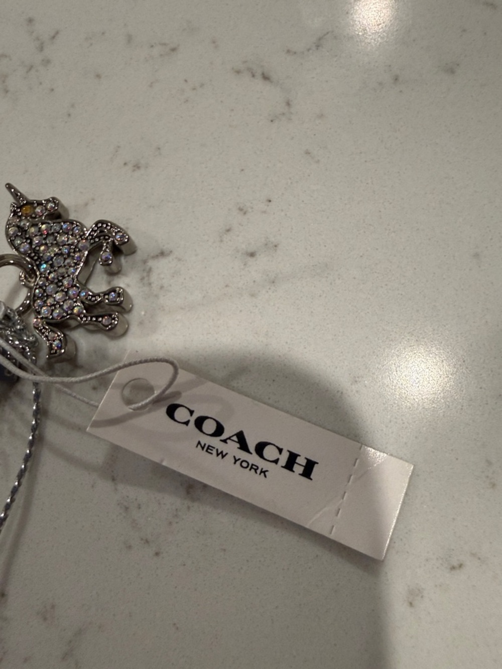 NWT Coach Silver Unicorn Crystal Charm Keyring - Picture 2 of 4